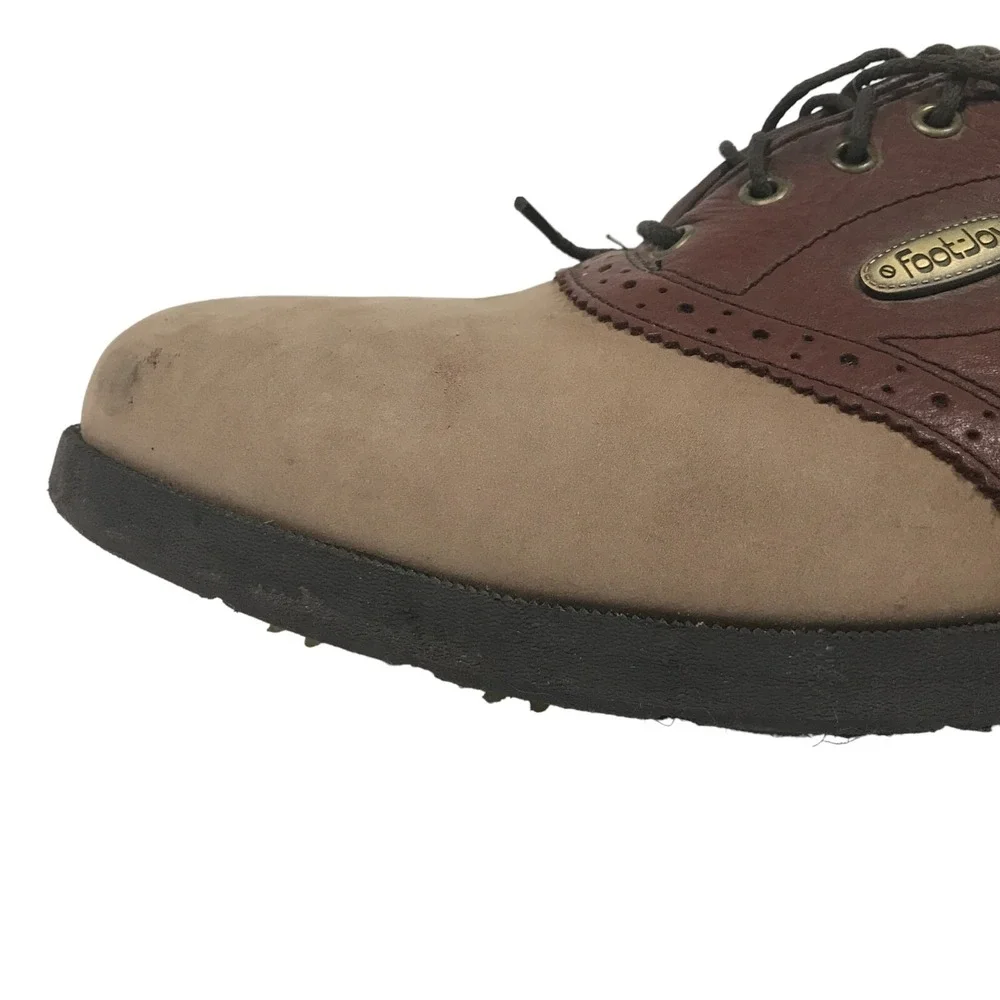 FootJoy SoftJoys Sierra Mens US 9M‎ Brown Tan Golf Shoes Plastic Spikes